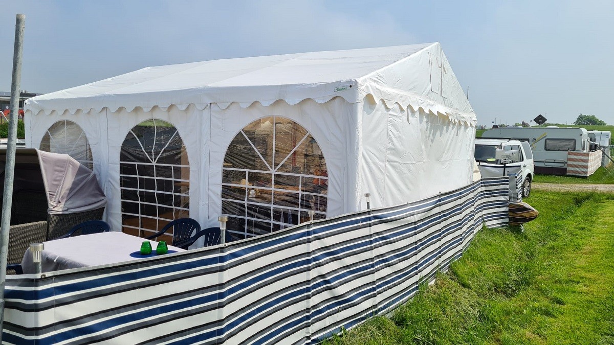 Zelthandel Partyzelt 5x6m PVC Seitenhöhe 2,30m weiß