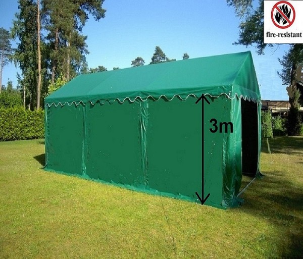 Lagerzelt 3x6m PVC grün Einfahrtshöhe 3m 