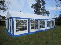 Profizelt Gartenzelt 4x10m PVC blau-weiß wasserdicht